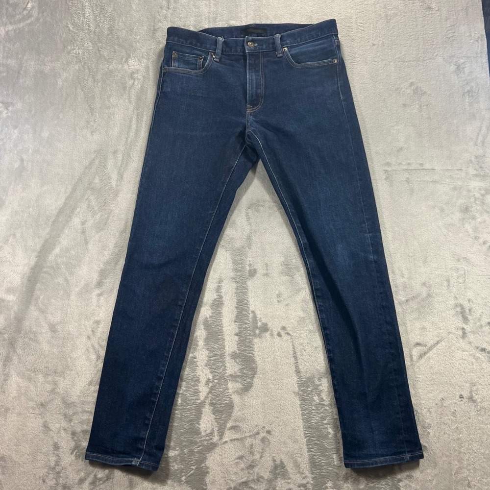UNIQLO Selvedge Jeans Mens 32x32 Dark Blue‎ Slim Straight 321-418910 Classic